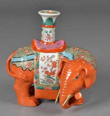 Appraisal: Chinese Porcelain Famille Rose Elephant VasePorcelain Famille Rose elephant vase