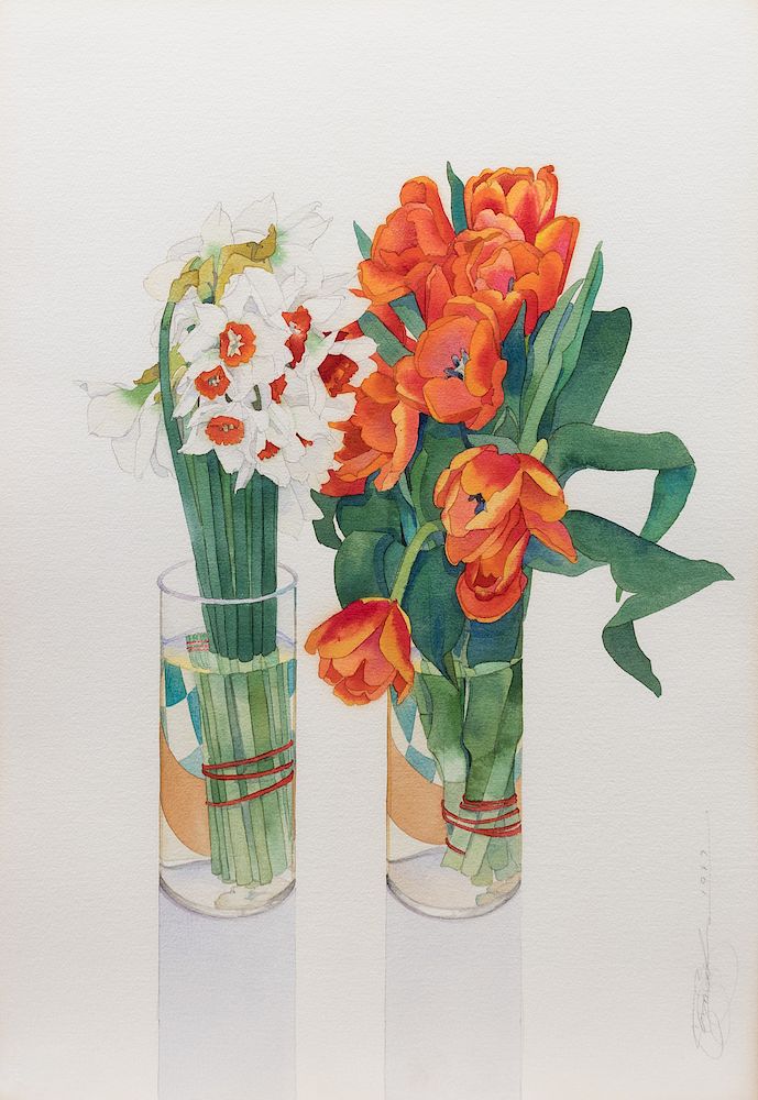 Appraisal: Gary Bukovnik American b Tulips and Narcissus Gary Bukovnik American