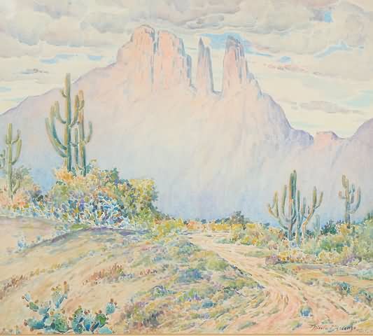 Appraisal: Western landscape watercolor x sight SLR Tuscon ' Artist American