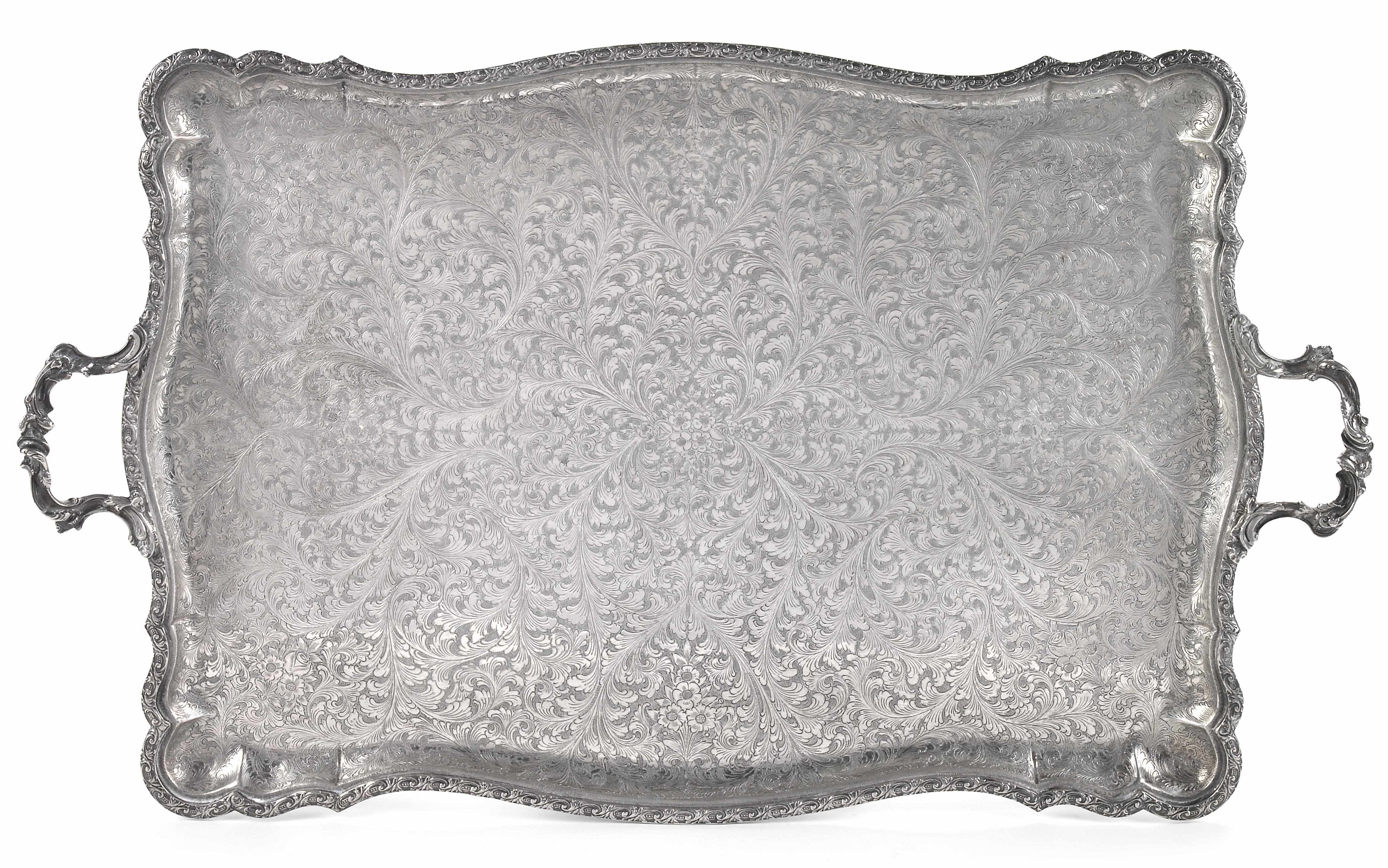 Appraisal: An Italian hand wrought standard silver tea tray Milan circa