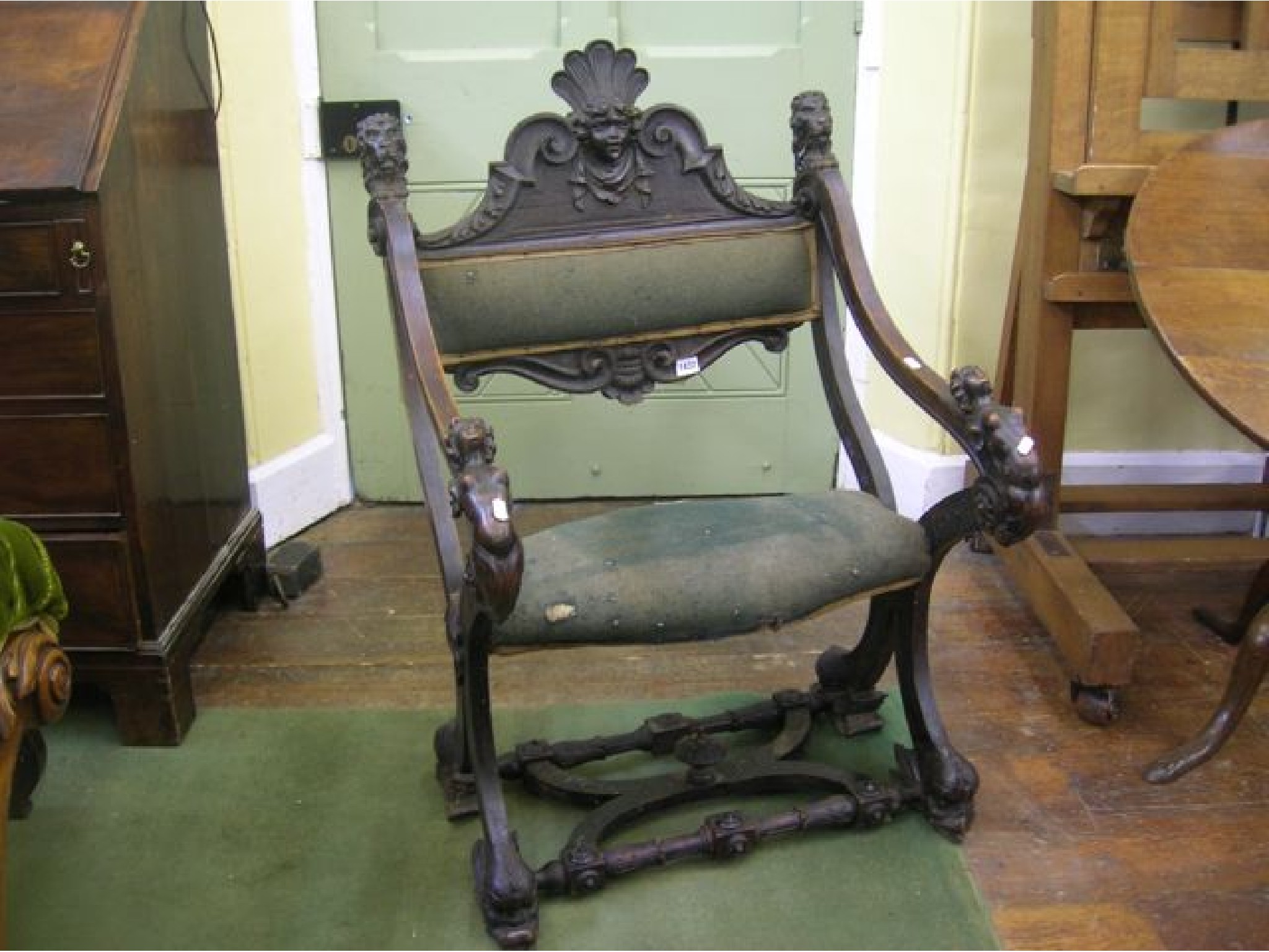 Appraisal: A th century Italian walnut hall or side chair with