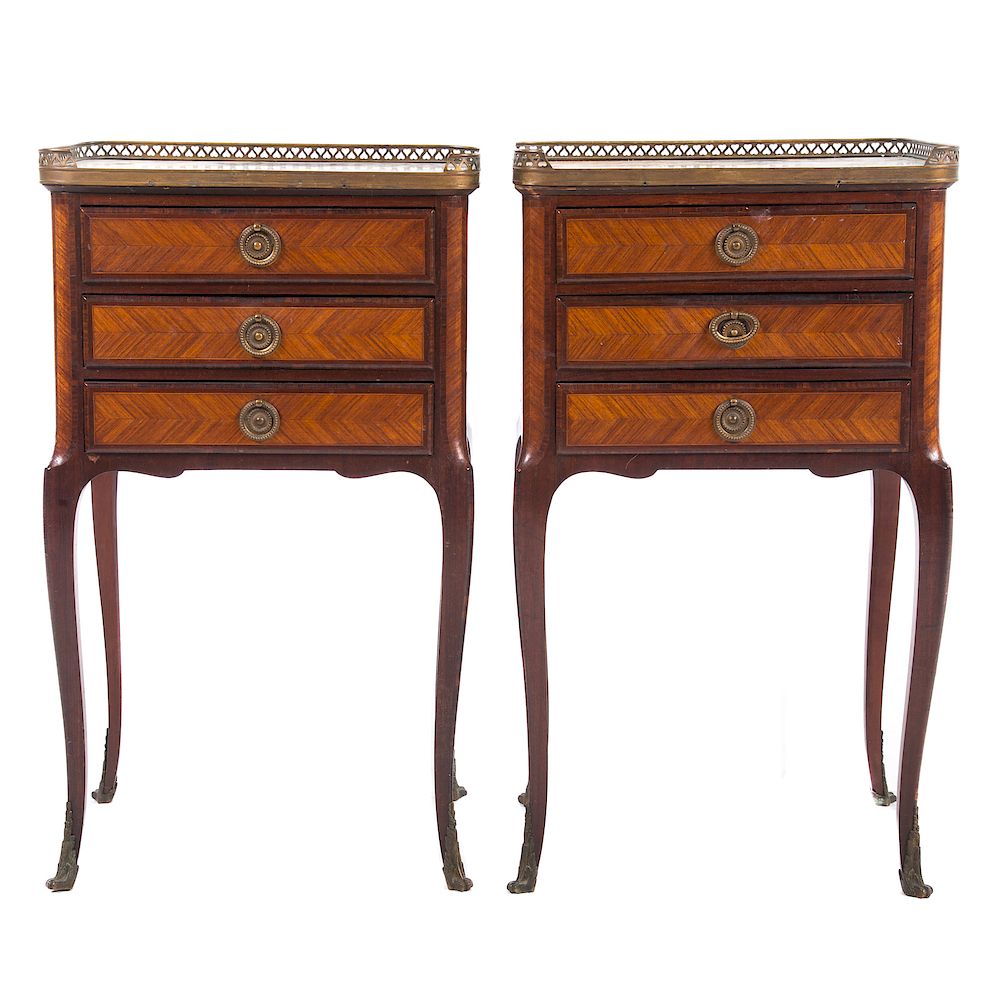 Appraisal: Pair Louis XV Style Bedside Commodes early th century each