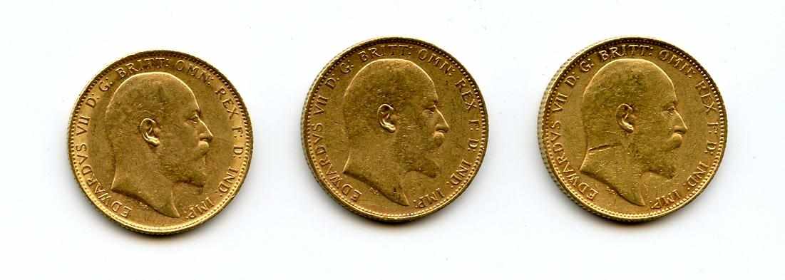 Appraisal: Australia Edward VII Sovereigns -M KM- All are modestly circulated