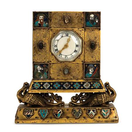 Appraisal: French Gilt-Bronze and Champleve Enameled Clock Estimate -