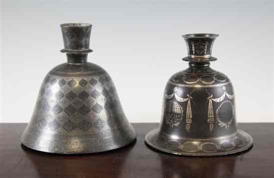 Appraisal: Two Indian Bidri ware huqqa bases th century both of