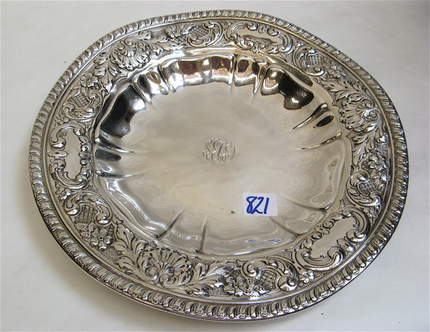 Appraisal: GORHAM STERLING SILVER SERVING DISH chased and engraved border slightly