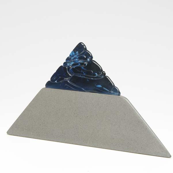 Appraisal: CHRIS THORNTON Glass and granite sculpture Tetrahedron Forest Provenance Estate