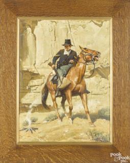 Appraisal: Donald Spaulding American b oil on board officer on horseback