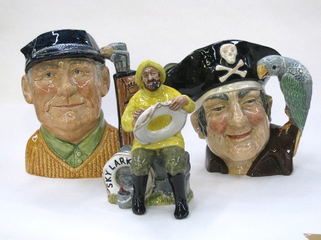 Appraisal: Two Royal Doulton character jugs Long John Silver and Golfer