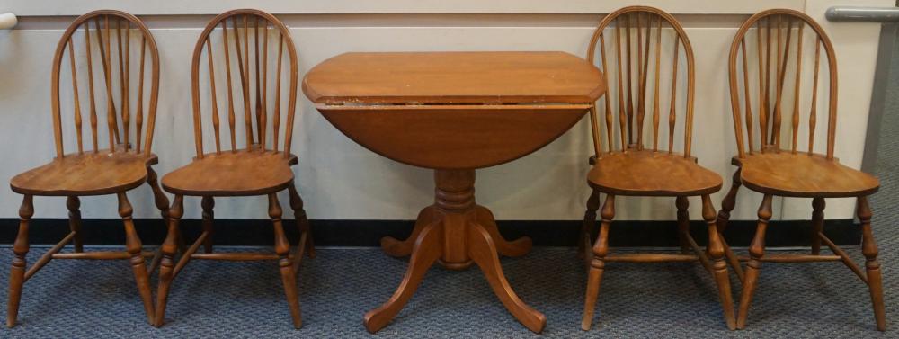 Appraisal: SET OF WINDSOR STYLE FRUITWOOD DINING CHAIRS AND TABLE TABLE