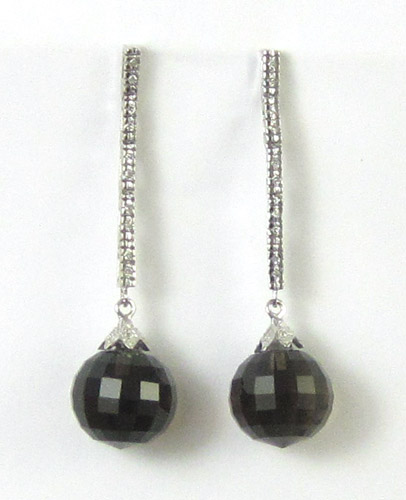 Appraisal: PAIR OF SMOKY QUARTZ AND DIAMOND EARRINGS each k white