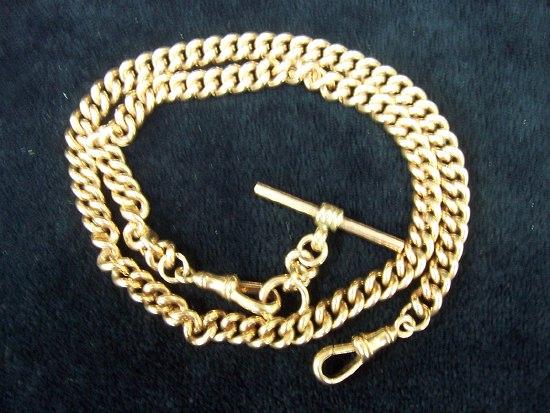 Appraisal: A ct gold curb link watch chain cm long approximately