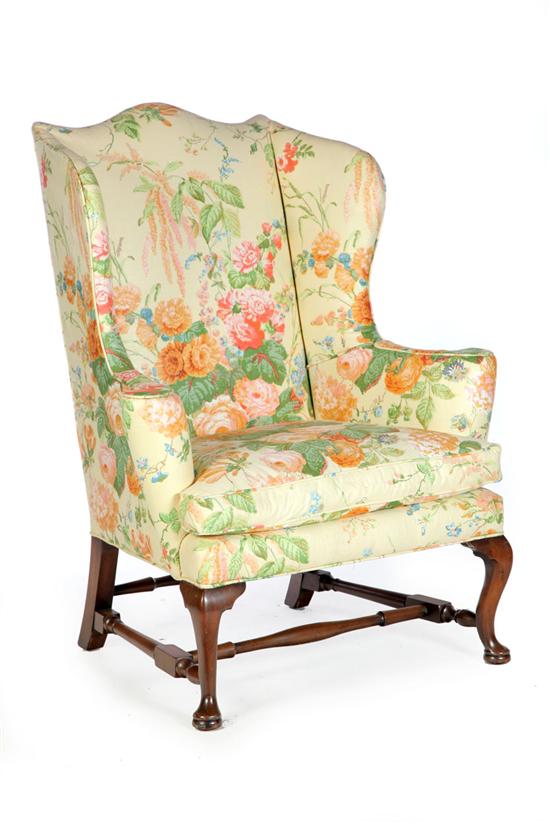 Appraisal: KITTINGER QUEEN ANNE-STYLE WING CHAIR American th century mahogany Colonial