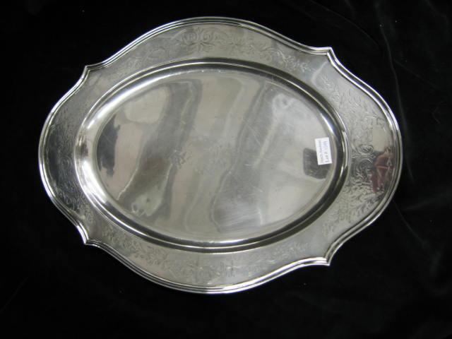 Appraisal: Wallace Sterling Silver Oval Tray engraved floral x wear knife