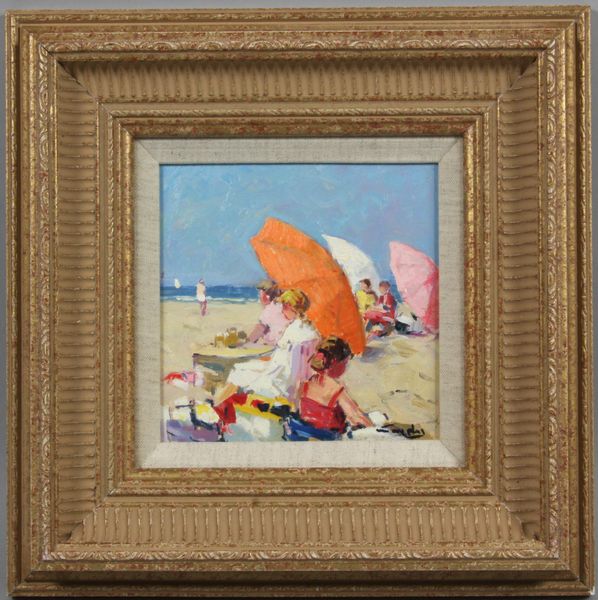 Appraisal: Nicholas Vanderplas Dutch Dutch girls under beach umbrellas o b