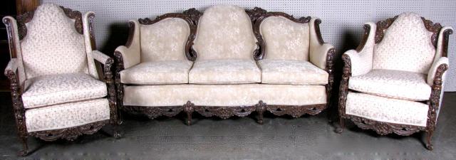 Appraisal: Three Piece Carved French Style Living Room Suite with carved