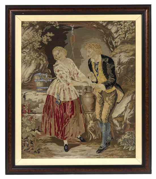 Appraisal: A Continental Needlework Picture th th century depicting a courting