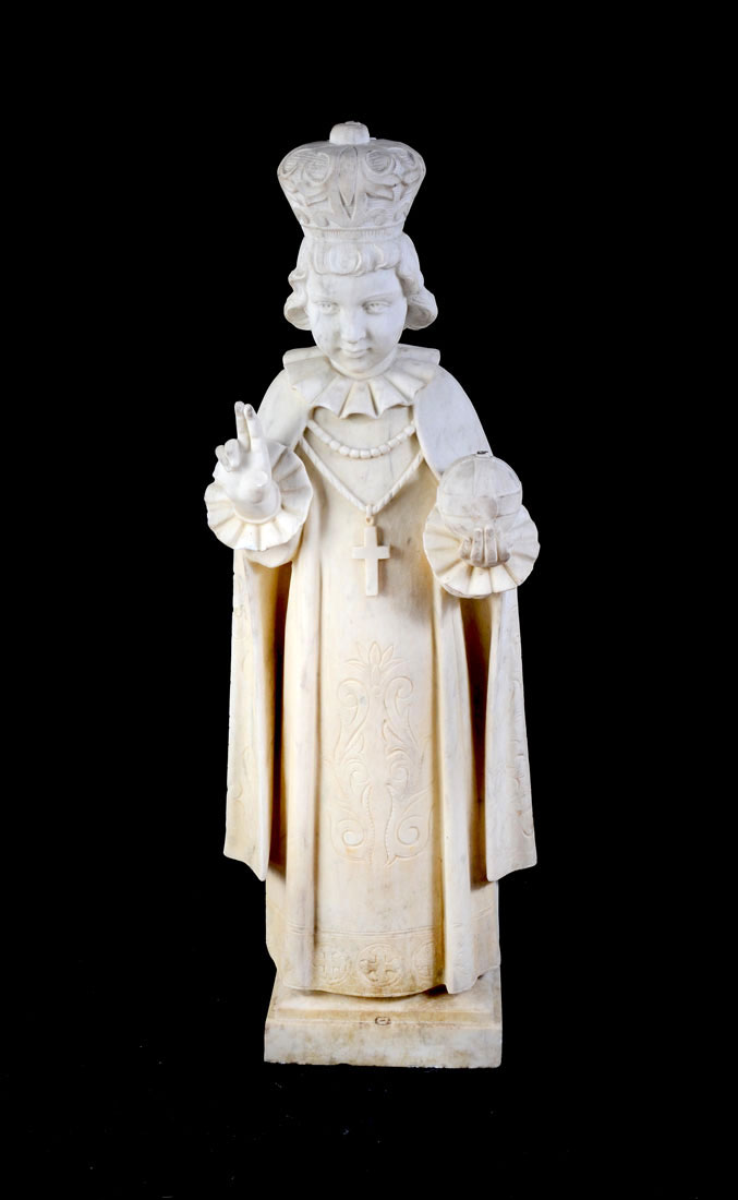 Appraisal: MARBLE FIGURAL PRIEST OR BISHOP SCULPTURE Figure of a standing