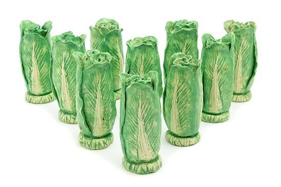 Appraisal: A Set of Ten Dodie Thayer Lettuceware Standing Salt and