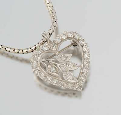 Appraisal: A Ladies' Diamond Heart Pendant on Chain k white gold