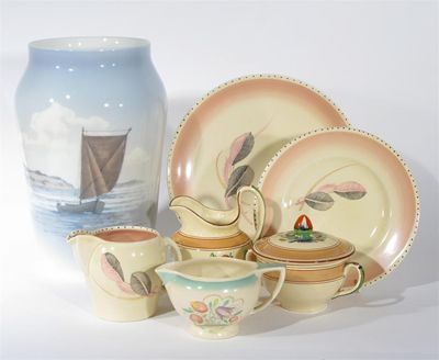 Appraisal: A Susie Cooper Productions Kestrel part coffee set painted with