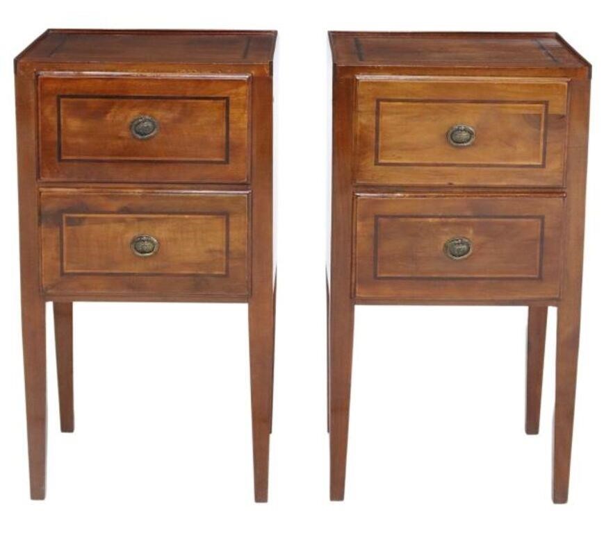 Appraisal: pair Italian Neoclassical style mahogany nightstands th c having shallow