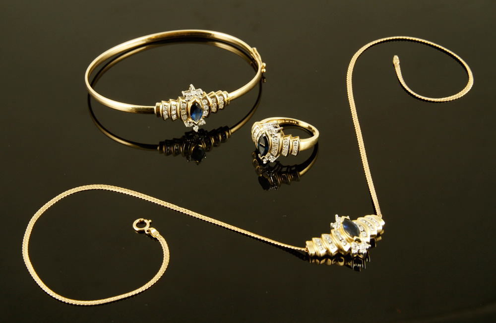 Appraisal: A - K Piece Jewelry Ensemble k yellow gold jewelry