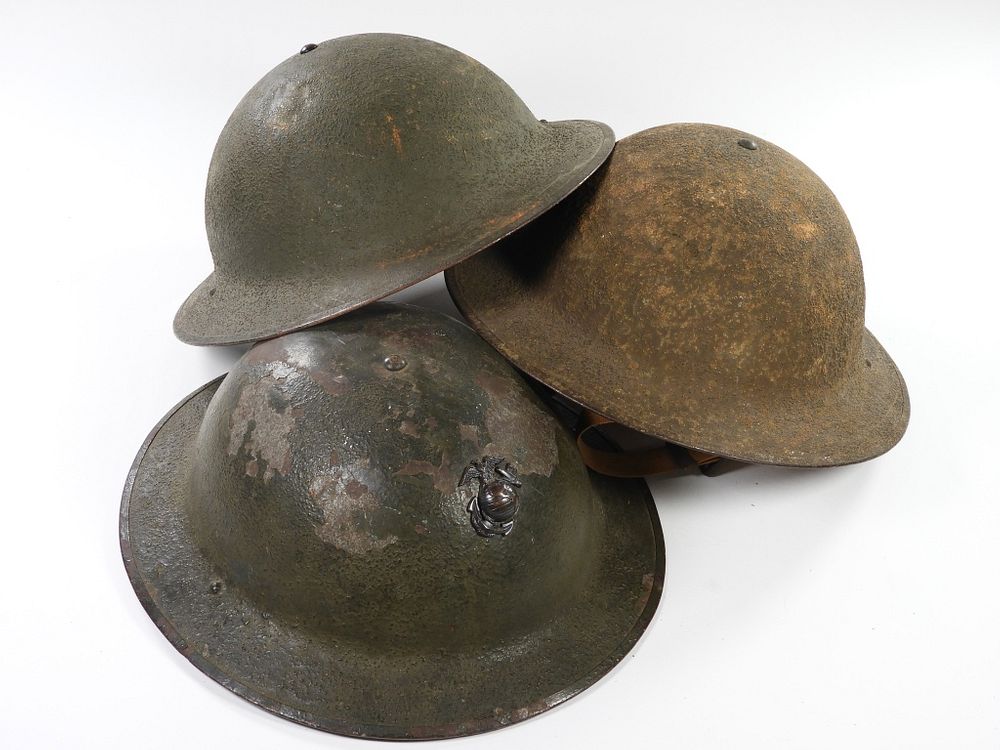 Appraisal: Three U S Model A Helmets United States C -