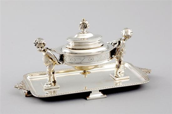 Appraisal: Early Tiffany Co sterling ink stand by William C Moore