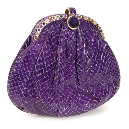 Appraisal: Judith Leiber Purple Karung Purse Estimate nbsp nbsp nbsp -