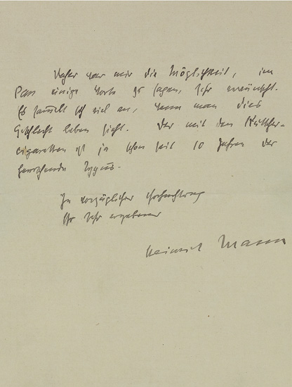 Appraisal: MANN HEINRICH Two Autograph Letters Signed each to an unnamed