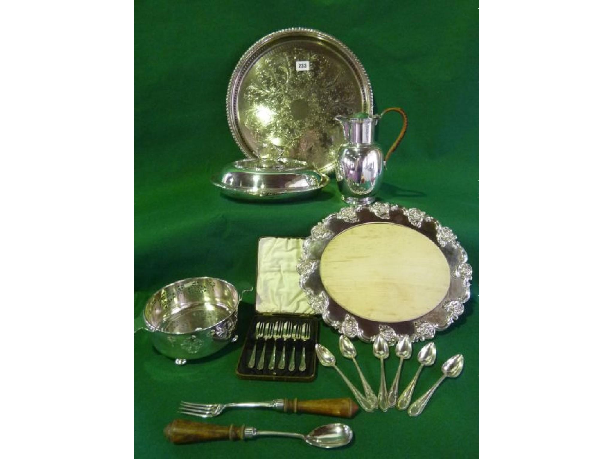 Appraisal: A quantity of plated wares including a covered tureen hot