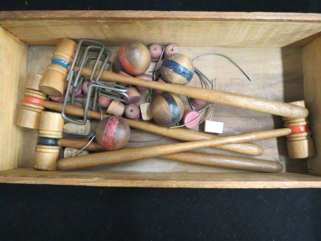 Appraisal: Antique Table Crochet Set in original dovetailed wooden box circa