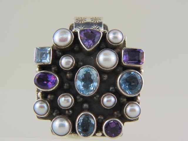 Appraisal: Amethyst Blue Topaz Pearl Pendant fine gems in sterling silver