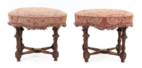 Appraisal: Sale Lot A Pair of Continental Walnut Stools th century