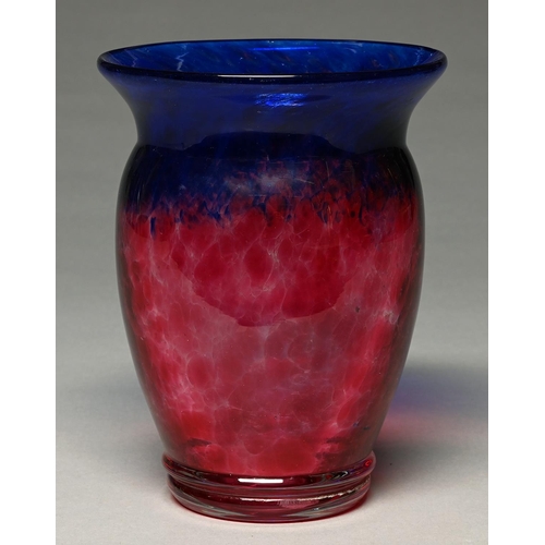 Appraisal: A mottled blue and cranberry glass vase s with flared