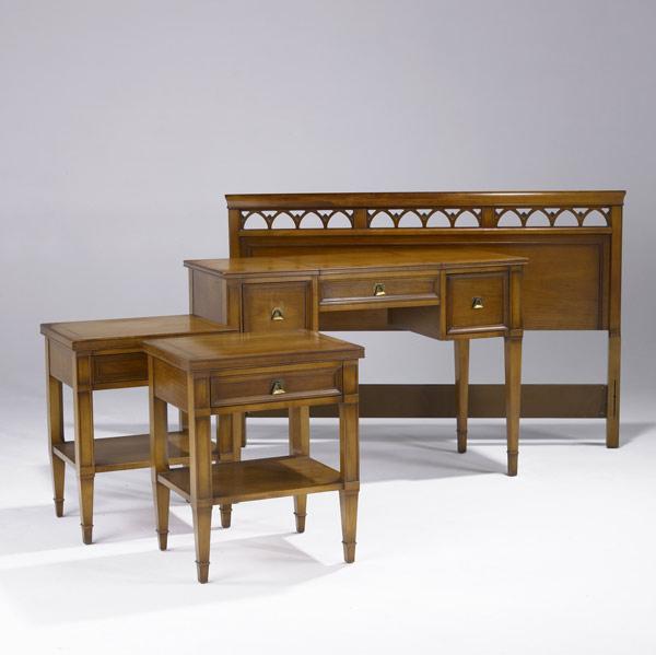 Appraisal: DREXEL Bedroom suite in cherry comprising a pair of single-drawer