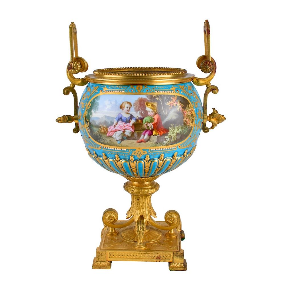 Appraisal: A Sevres style Porcelain and Bronze Mounted Bowl A Sevres