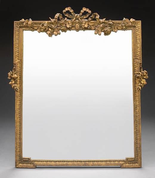 Appraisal: A Louis XVI style carved giltwood and gesso mirror fourth