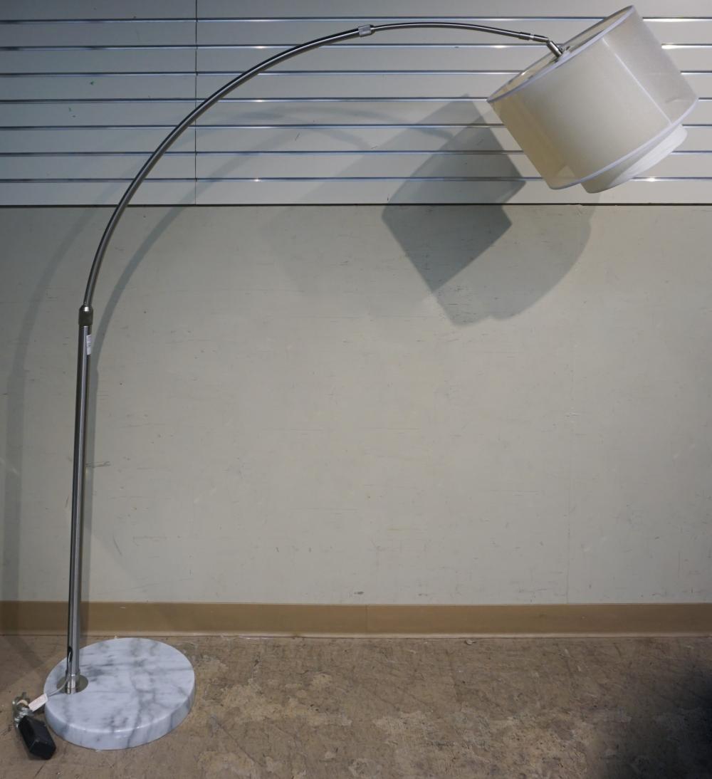 Appraisal: Mid-Century Modern Style Marble Base Overhang Floor Lamp with Shade