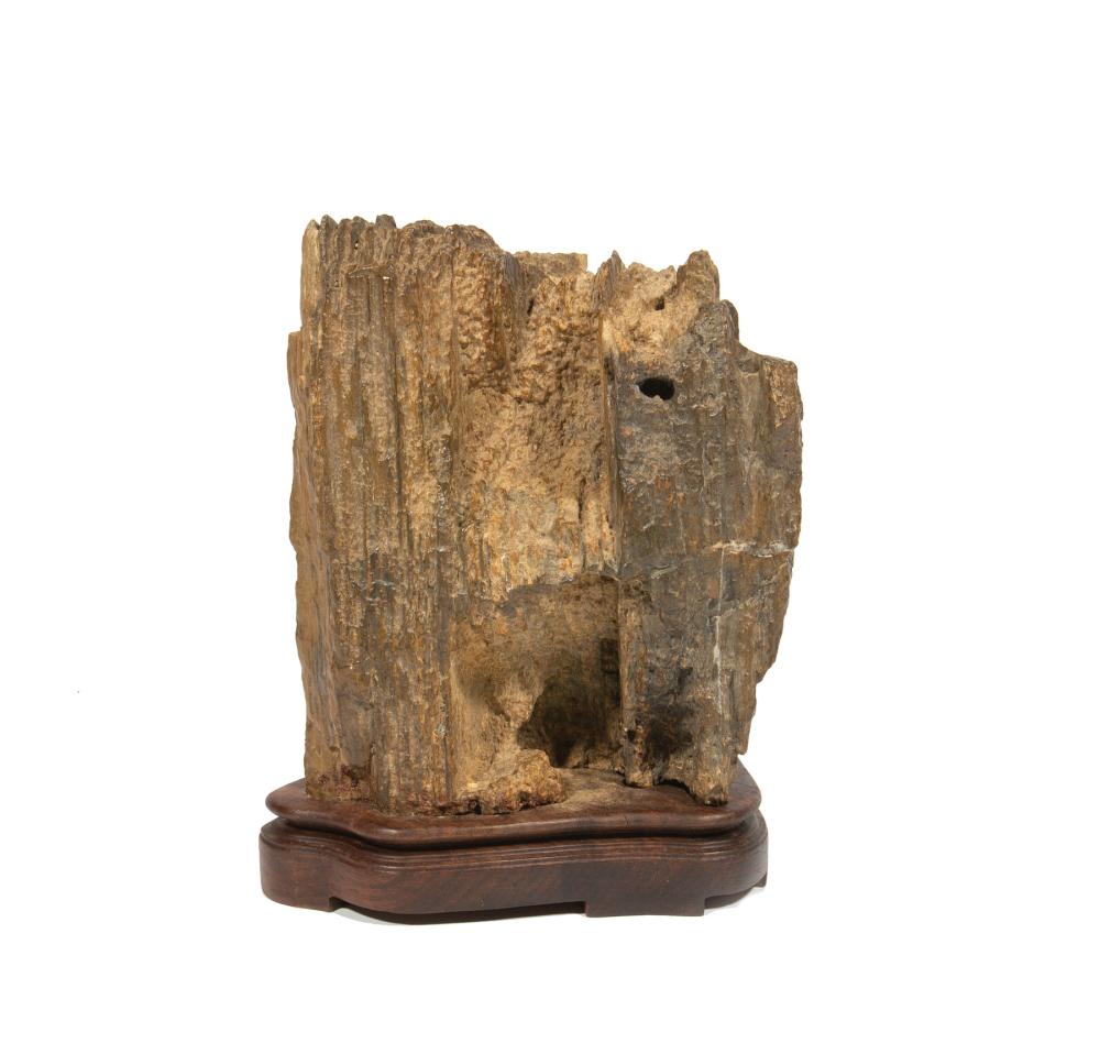 Appraisal: Chinese Scholar's Rock or Fossil h in fitted wood stand