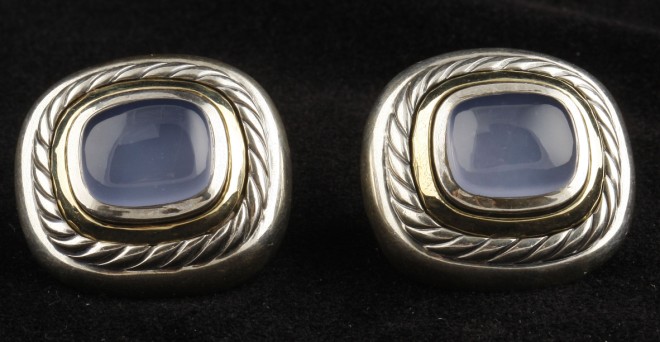 Appraisal: Silver and KY two oval and blue quartz light blue