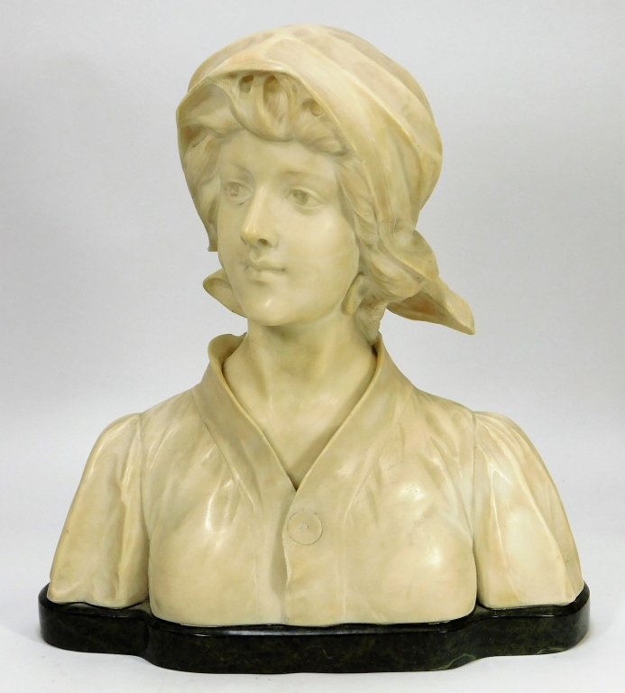 Appraisal: ADOLFO CIPRIANI MARBLE BUST OF A WOMAN Italy - Neoclassical