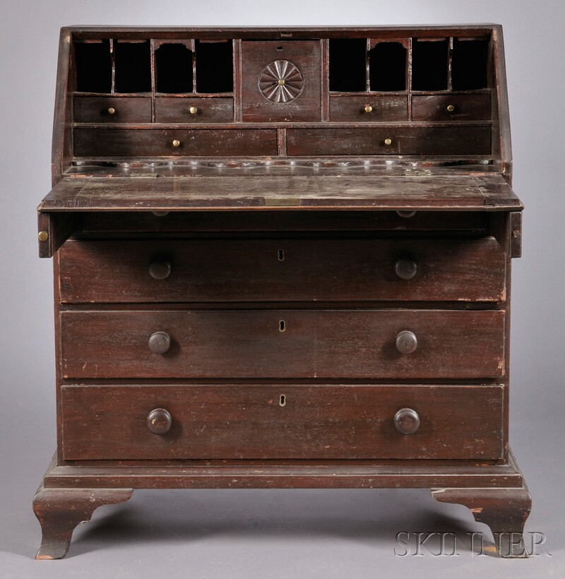 Appraisal: Chippendale Carved Walnut Slant-lid Desk probably southeastern Massachusetts late th