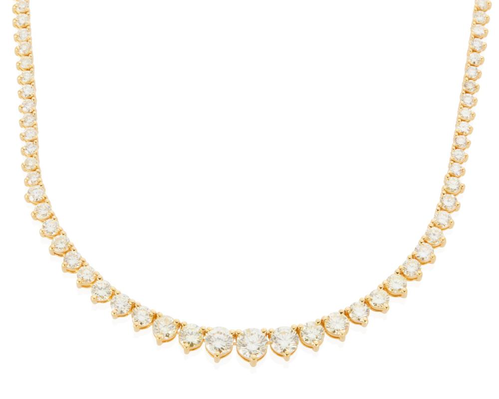 Appraisal: A DIAMOND RIVIERE NECKLACEA diamond riviere necklace k yellow gold