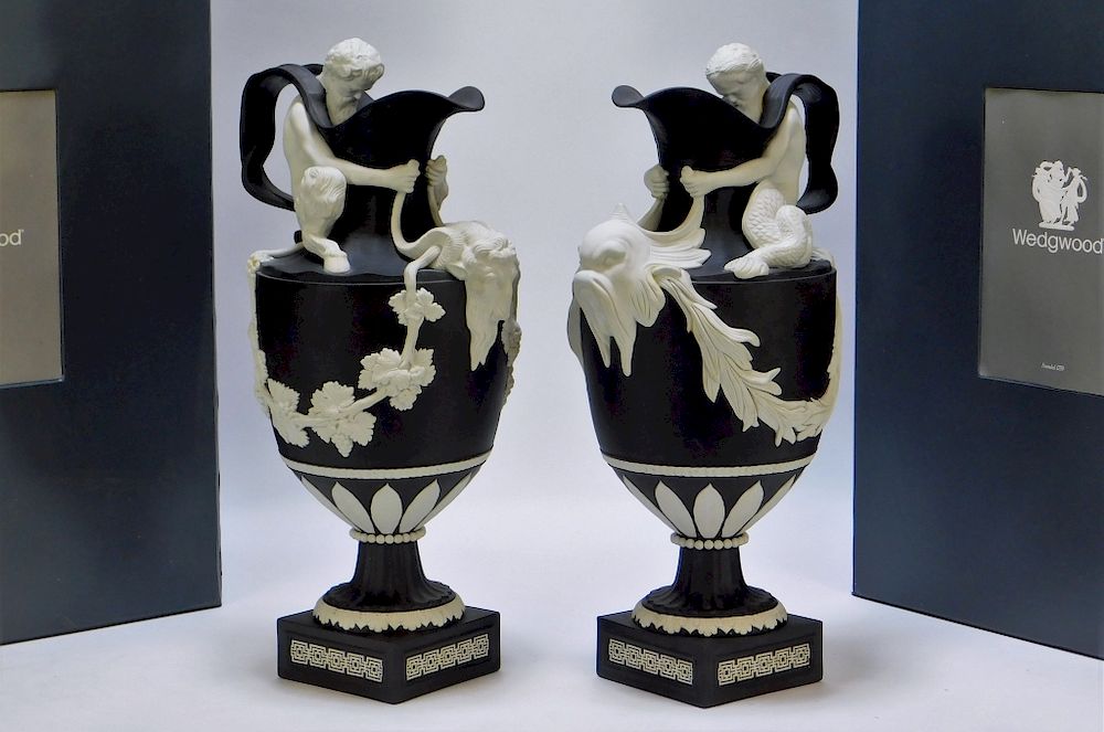 Appraisal: PR Wedgwood Jasperware Bacchus Triton Ewers England Includes a water