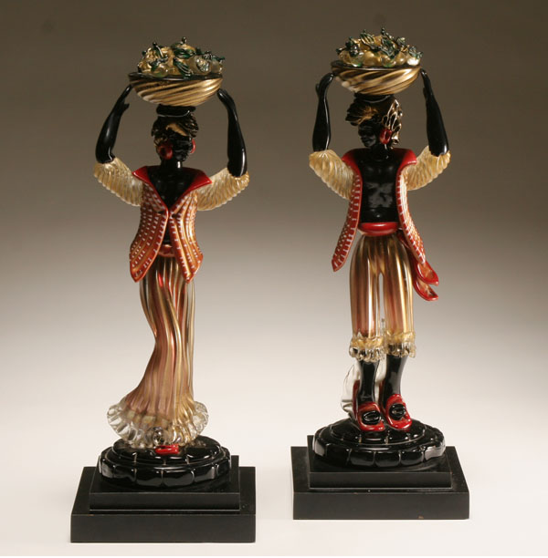 Appraisal: Pair Ercole Barovier for Ferro Toso Barovier glass figures of