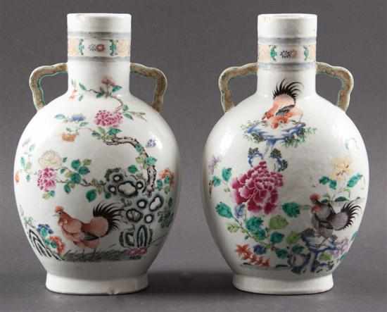 Appraisal: Pair of Chinese Export Famille Rose porcelain two-handled vases second