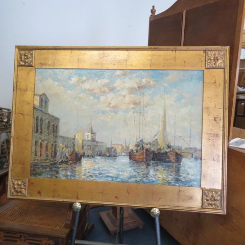 Appraisal: Scott Burdick Oil Venetian Waterway on canvas well listed artist