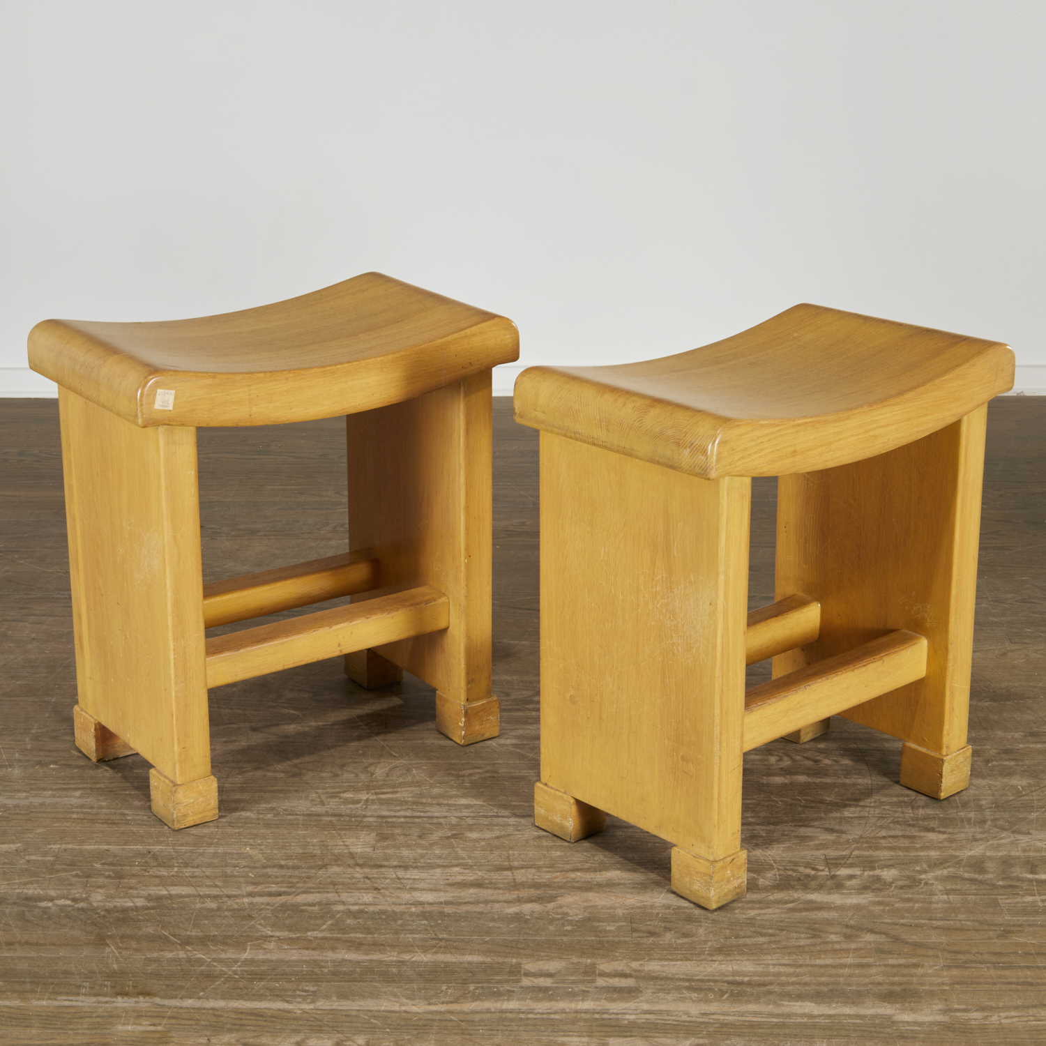 Appraisal: PIERRE CHAREAU ATTRIB PAIR SYCAMORE TABOURETS c s France solid